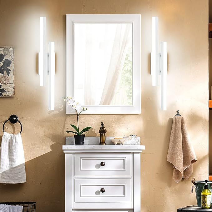 PRESDE 24" Inch LED Bathroom Vanity Light Bar, Modern Silver Wall Lighting Fixture Over Mirror