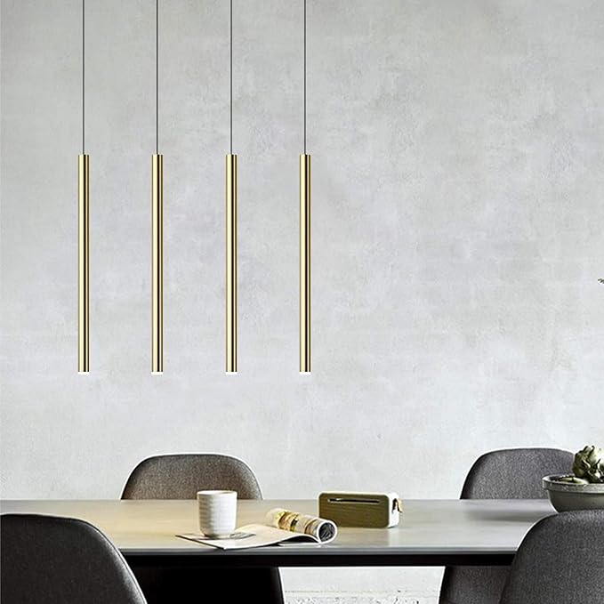 CANALIS 4 Mini Pendant Lighting Brass - LED Hanging Light Fixture for Kitchen Island, Bar, Foyer - Cluster Pendants - Dimmable, Adjustable Wire, Lamp Bulb Included