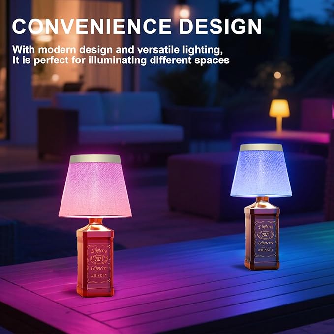 Wireless Bottle Lamp,Small Bedside Table Lamp,RGB LED Bottle Light with Remote Dimmable(RGB Gold Gray, 1pc)