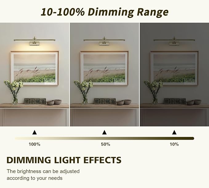 DESOOP Wireless Picture Lights Rechargeable Gallery Lighting Battery Picture Frame Light with Remote and Timer, Adjustable Art Light for Paintings, Portraits, Antique Bronze Finish 24'' Inch 5W 2700K