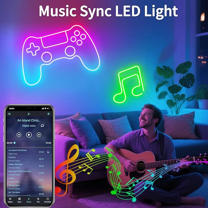 LED Neon Lights，3.3ft USB Powered LED Strip Lights，5V Color Changing Rope Light with APP Control，IP65 Waterproof RGB Rope Lights for Bedroom，Cabinet,Kitchen, DIY (with Adhesive Backing)