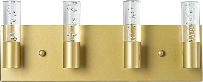 Bathroom Vanity Light Fixtures Over Mirror Brushed Golden Finish Coating, 4 Light Vanity Lights, Wall Sconces Fixture Vanity Lighting for Bathroom