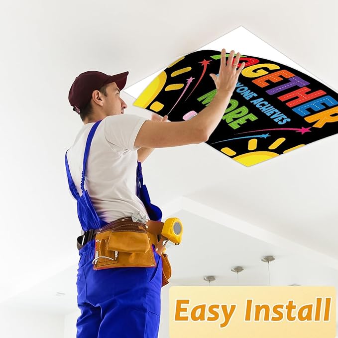 8 Pcs Fluorescent Light Covers with 80 Magnets Decorative for Classroom Ceiling Lights 4 x 2 Feet Magnetic Light Cover Filter Easy Install for Office Hospitals Drop Home Ceiling Supplies (Colorful)