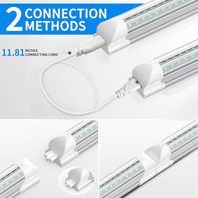 CNSUNWAY LED Shop Light 3FT, 30W 6500K Cool White, T8 LED Tube Lights, 4000LM V-Shape Ceiling Shop Lights, Linkable Under Counter Light for Kitchen, Garage, Workbench, Basement, ETL Listed (2 Pack)