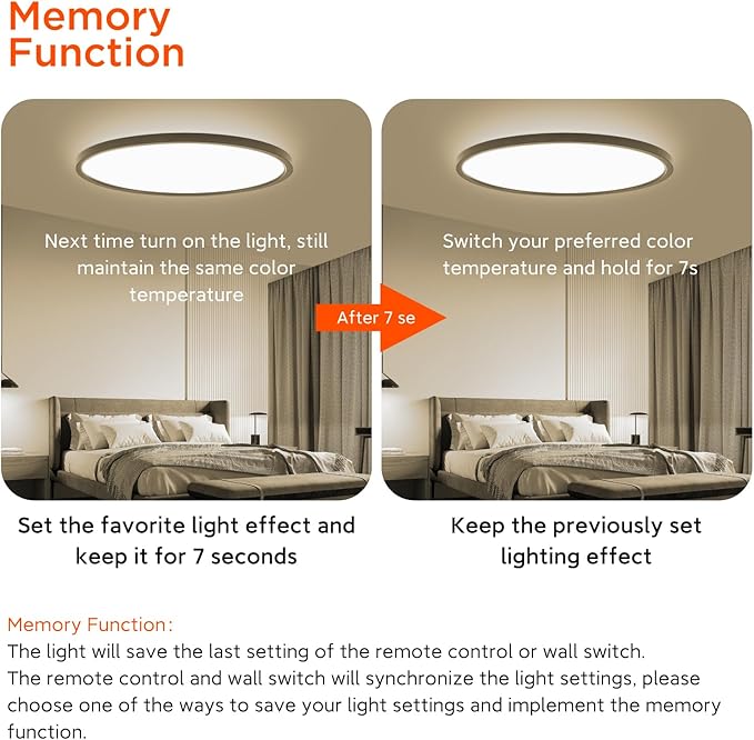 TALOYA Flush Mount Ceiling Light with Remote,3000K-6500K Adjustable,2000K Nightlight,15.8 Inch, Led Low Profile Ceiling Lights for Bedroom, Living Room, Kitchen, Black
