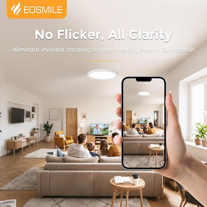 2Pack 15.8 Inch LED Flush Mount Ceiling Light, 35W, 3850LM, 2700K-5000K 5CCT Selectable & Dimmable, White Round Flat Panel Light for Hallway, Kitchen, Bedroom, Laundry Room