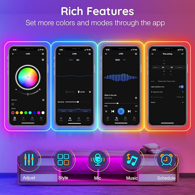 32.8Ft Neon Rope Lights,Flexible Led Rope Lights Control with App/Remote,Multiple Modes RopeLights,IP65 Outdoor RGB Led Neon Lights NonWater Resistant,Music Sync Gaming Led NeonLight Strip