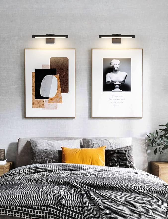 Joosenhouse LED Picture Light Fixtures 16.53" Inches Long Modern Black Wall Lamps with Rotatable Lighting Tube Picture Frame Lights for Paintings 7W(50W Eqv.) Hardwired Connection 3000K