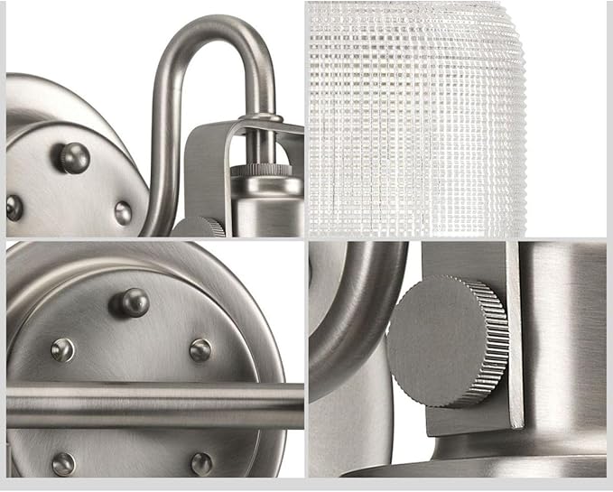 Progress Lighting 2-Light Clear Double Prismatic Glass Coastal Bath Vanity, Archie Collection, Antique Nickel (P2991-81)