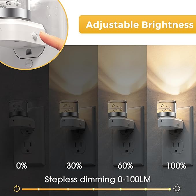 L LOHAS LED Night Light, 2 Pack Night Lights Plug into Wall, 3000K Soft Light LED NightLights, Built in Dusk to Dawn Sensor Bubble Wall light for Hallway, Bathroom, Rooms