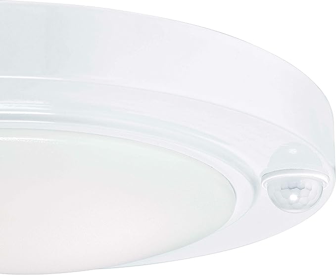 GRUENLICH LED Motion Sensor Flush Mount Ceiling Lighting Fixture, 8.7 Inch 11.5W 890 Lumen, Metal Housing, ETL Rated, 2-Pack, White Finish-5000K