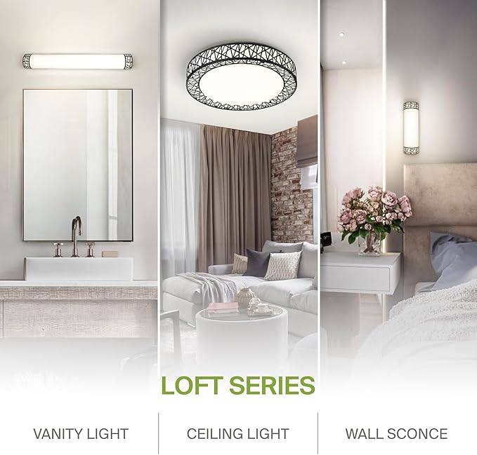 ASD 20 Inch LED Flush Mount Ceiling Light Fixture for Bedroom, 42W 2475LM 5CCT 2700K-5000K, Triac Dimmable Lights, Dining, Living Room, Kitchen Lamps, Modern Home Lighting Fixtures, Black, ETL
