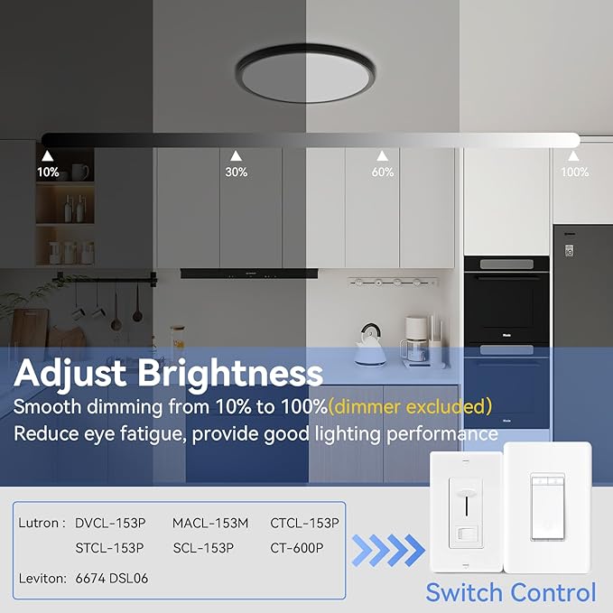2 Pack 12 Inch Dimmable LED Flush Mount Ceiling Light Fixture 28W 3200LM 5 Color Temperature in One Super Slim Round Ceiling Lamp Low Profile Ceiling Lights for Living Bedroom Kitchen Laundry Black
