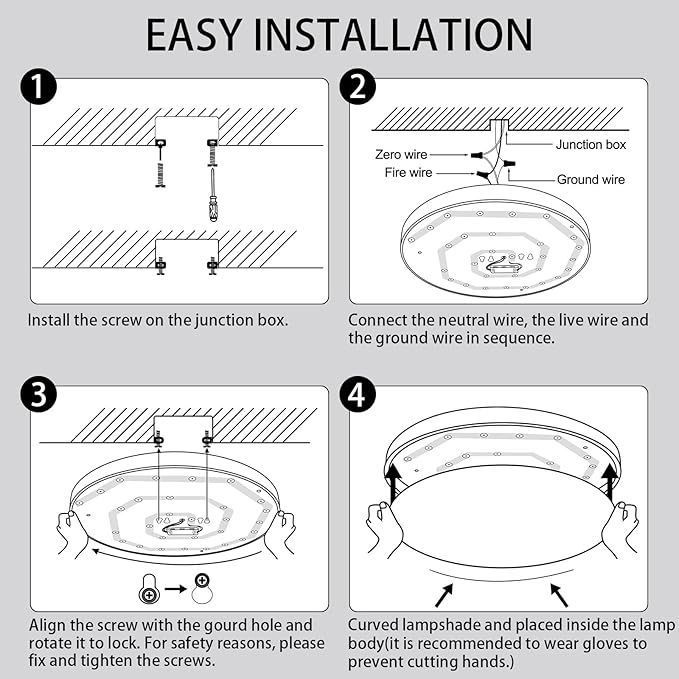 16 Inch LED Flush Mount Ceiling Light Fixture, 5000K Daylight White, 3000LM, 30W, Flat Modern Round Lighting Fixture, 300W Equivalent White NOT-DIMMABLE