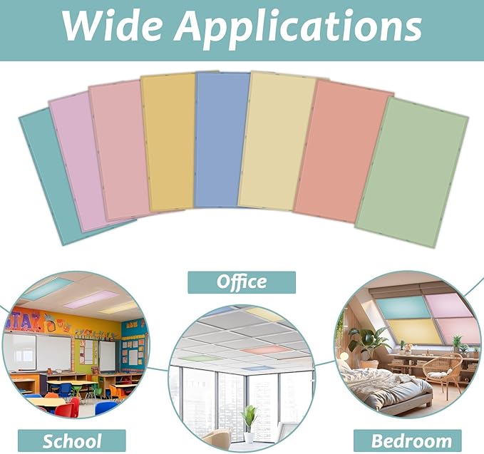 8 Pcs Fluorescent Light Covers with 80 Magnets Decorative for Classroom Ceiling Light 4 x 2 Feet Magnetic Light Covers Filter Easy Install for Office Hospitals & Home Drop Ceiling Supplies (Boho Pure)