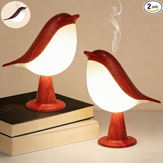 VoMii Bird Desk Lamp Set of 2, Small Table Lamp Cordless Touch Dimmable Night Light with 3 Color Temperature, Rechargeable Decorative Lamps for Bedroom Bedside Nightstand, Desk Decor, Bird Gifts