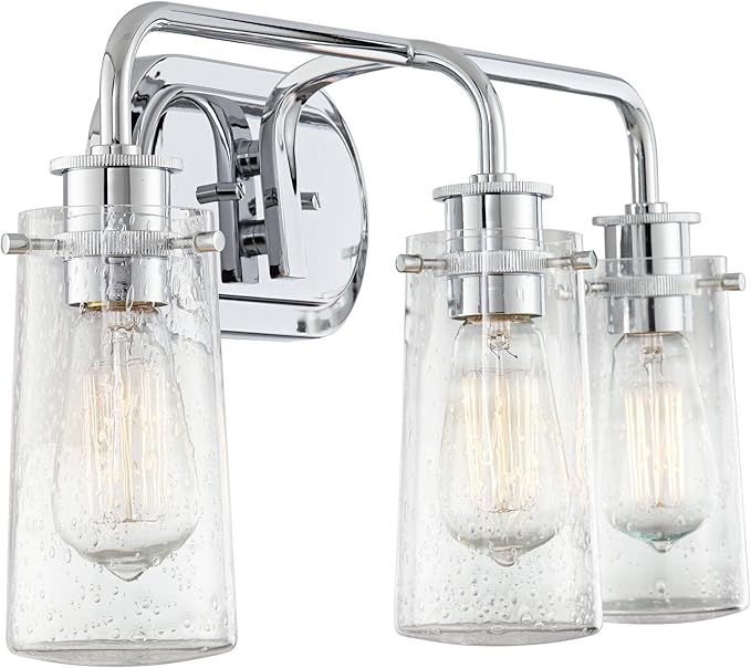 KICHLER Braelyn 24" 3 Light Vanity Light with Clear Seeded Glass Chrome