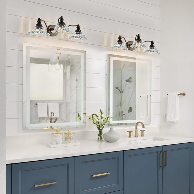 XIEDUN Blue and Black 3 Light Vanity Light Bathroom Vanity Light Fixture