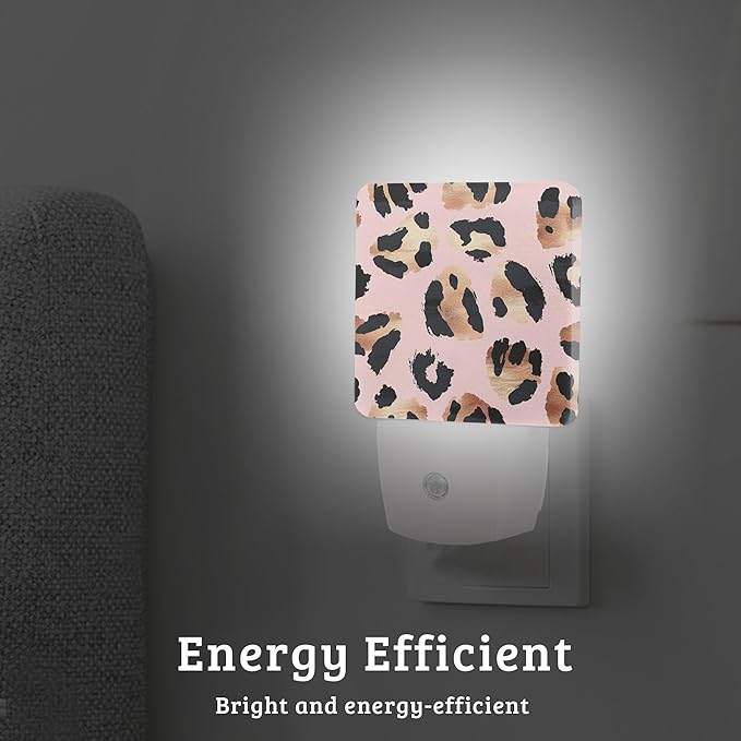 Pink Leopard Night Light, Plug-into Wall Nightlight Lamp with Dusk to Dawn Sensor, Led Lamp 0.5W Energy Efficient for Boys Girls Women Men Gifts, Home Decorative