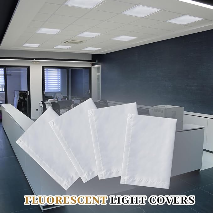 VIHOSE 4 Pcs 2 x 2 Feet Fluorescent Light Covers for Ceiling Lights Classroom Magnetic Light Filters for Reducing Harsh Glare Flicker for Office Classroom Home Drop Ceiling(Solid Style)