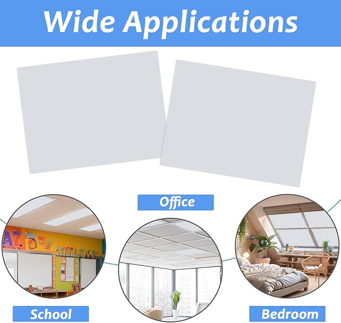 Wiooffen 6 Pcs Fluorescent Light Covers with 60 Magnets Decorative for Classroom Ceiling Light 4x2 Feet Magnetic Filter Easy Install for Office Hospitals & Home Drop Ceiling Supplies(Gray)