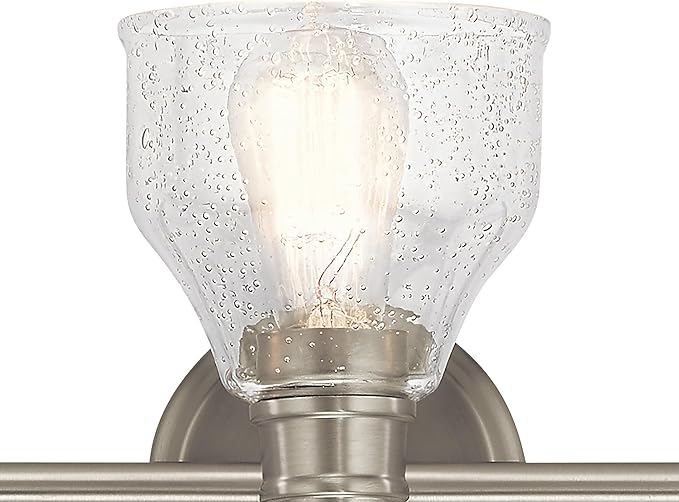 Kichler Avery 24" Vanity Bath Light in Brushed Nickel, Vintage 3-Light Bathroom Wall Mount Fixtured with Clear Seeded Glass, (24" W x 9.25" H), 45973NI