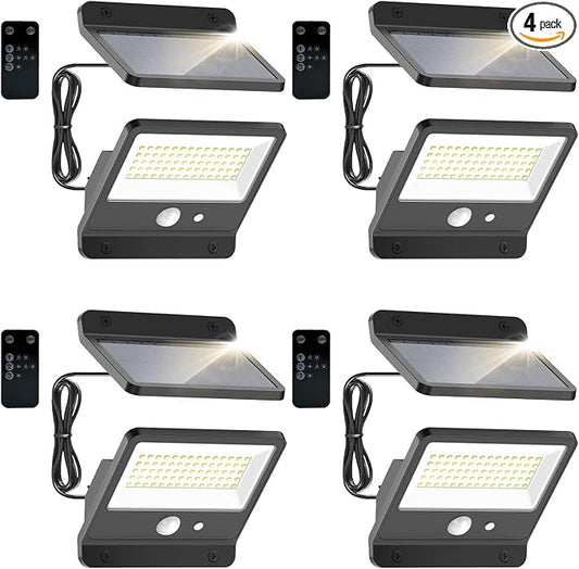 Philips Solar Security Light Outdoor LED 6500K, Solar-Powered Flood Light w/PIR Motion Sensor, Remote Control w/16ft Cable, IP65 Waterproof, 3 Modes (4)