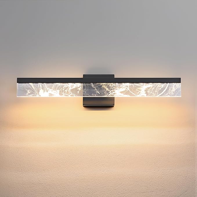 AIJIASI Modern Bathroom Light Fixtures Over Mirror - 24 Inch Black Vanity Light Bar 18W 3000K Dimmable LED Vanity Lighting Fixtures for Restroom Mirror