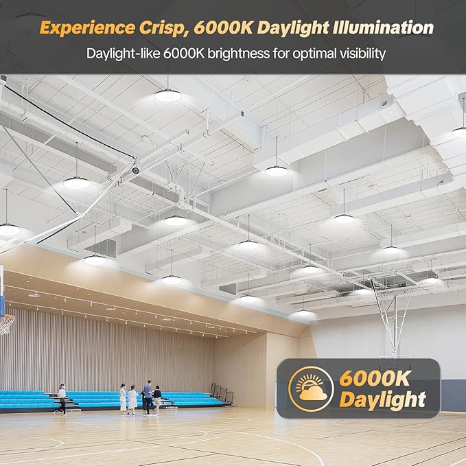 AIKVSXER LED High Bay Light UFO Shop Light 200W 30000LM 6000K Daylight Super Bright IP65 Waterproof for Warehouse Garage Barn Factory Workshop 5FT Cord with US Plug 1 Pack