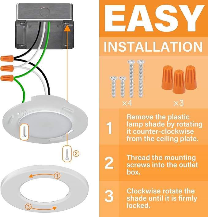 4 Inch Small Flush Mount Ceiling Light: LED Mini Surface Mount Light for Bedroom, Hallway, Kitchen,120V, 60W,5CCT Selectable, ETL, Wet Rated, White/4 Packs