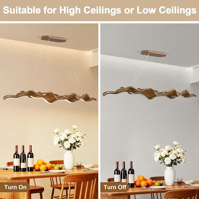 31.5in Linear Chandelier with Remote,Modern Resin Ceiling Pendant Lights for Dining Room,Island Lighting Hanging Light for Kitchen,Living Room