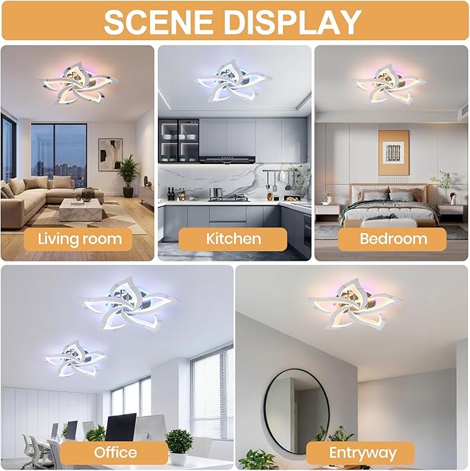 Modern Ceiling Light,50W Flush Mount Ceiling Lights,Dimmable Ceiling Lamp with Remote,Acrylic Ceiling Lamps Fixture for Living Room Dining Room Bedroom,Kitchen,3000-6000K,Chrome