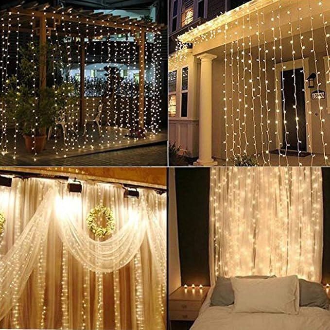 Geanmoki 306 LED Window Curtain String Light Wedding Party Home Garden Bedroom Outdoor Indoor Wall Decorations