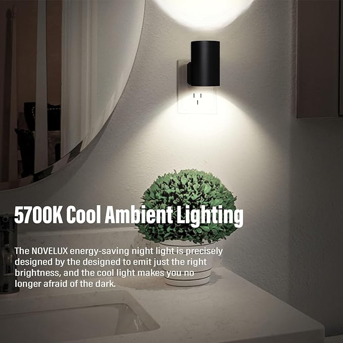 ETL Certified 5700K Night Light, Modern Nightlights Plug in Wall, Dusk to Dawn Sensor LED Night Light, Cool White, Adjustable Brightness, Bathroom Nightlight for Hallway, Stairway, 8 Pack