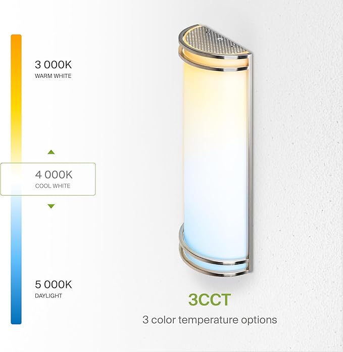 ASD LED Indoor Wall Mount Light Fixture - 18 Inch 25W Modern Interior Nickel Dimmable Wall Sconce Light - ETL 3000K 4000K 5000K Adjustable - Hallway, Bedroom LED Wall Lights