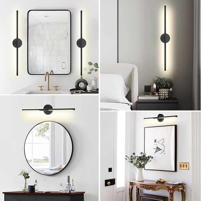 Matte Black Bathroom Light Fixtures Over Mirror 36 Inch, 26W 360° Rotatable Dimmable 4000K Led Vanity Light Bar, Modern Bathroom Vanity Lights Above Mirror