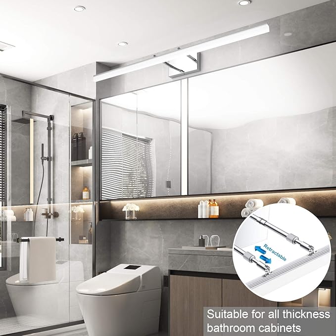 Aipsun 40 inch Modern LED Vanity Lights Adjustable Bathroom Light Fixtures Over Mirror Chrome Vanity Lighting 5500K