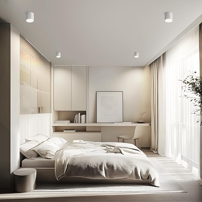 Ceiling Light Fixture LED Dimmable Modern Ceiling Spot Light, Flush Mount Ceiling Light 4.72'' Cylinder Ceiling Lamp for Living Room Hallway Foyer Dining Room 3000K 15W 1500lm CRI 90 (White)