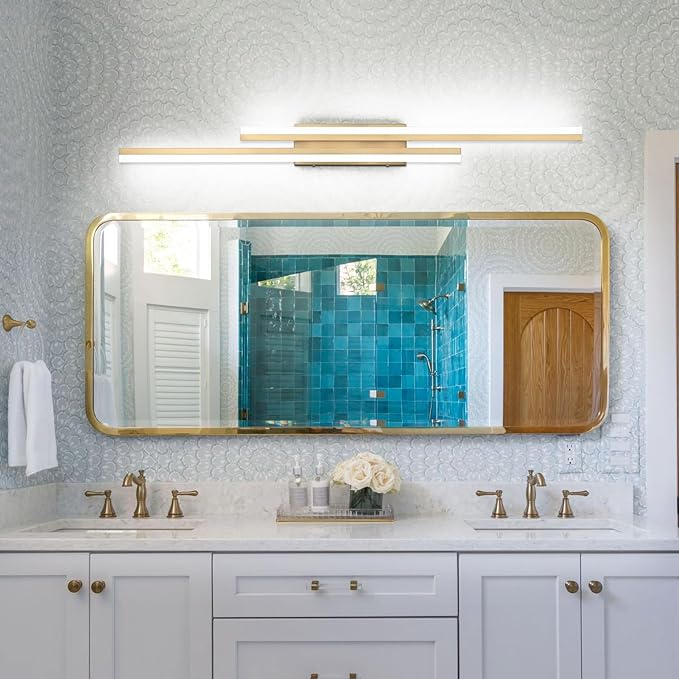 PRESDE 48 Inch LED Bathroom Light Fixtures Over Mirror Brushed Gold Vanity Light Modern Bath Lighting Bar 5CCT