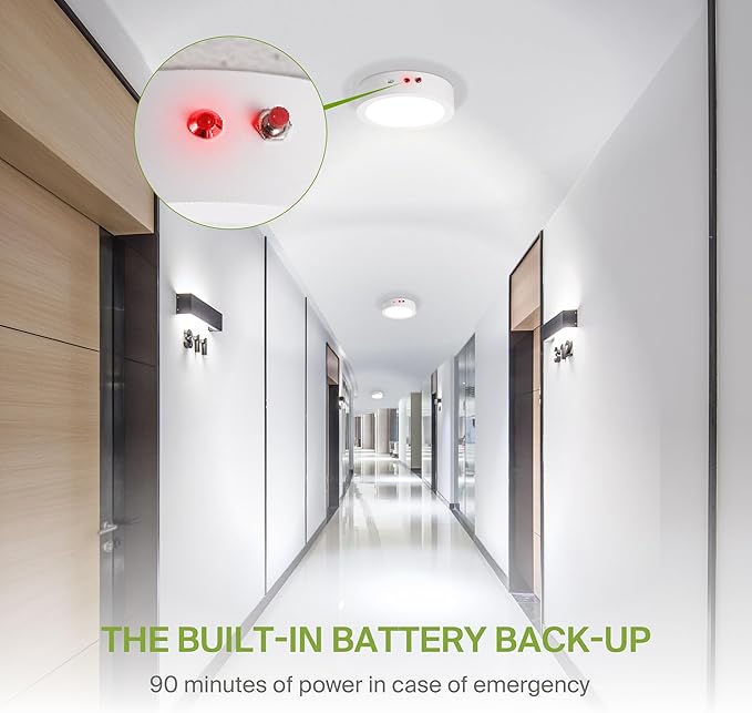 ASD LED 7" Round Flush Mount Ceiling Light Fixture, Low Profile Surface Lighting | 5CCT, Dimmable, Battery Backup, ETL Listed | 15W 1200LM 2700-6000K 120V | Kitchen, Bedroom, Hallway Lamp | White