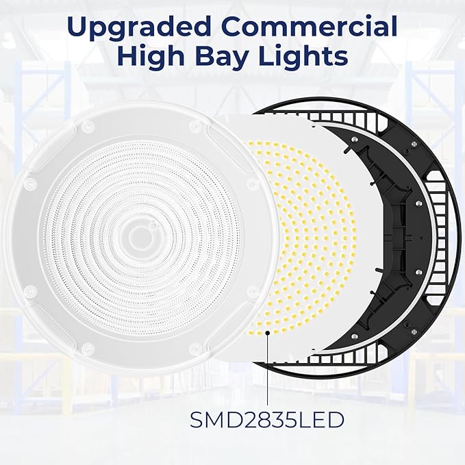 CINOTON 210W UFO LED High Bay Light, Aluminum LED Shop Lights with 31500LM, 5000K Commercial Bay Lighting for Warehouse Garage Workshop Factory, 6' Cable & Safety Rope, ETL Listed 4 Pack
