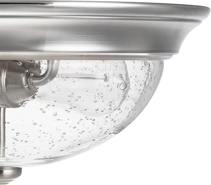 Prominence Home Madalyn 13" Brushed Nickel Flush Mount Seeded Glass Bowl Indoor Light - 51382-01