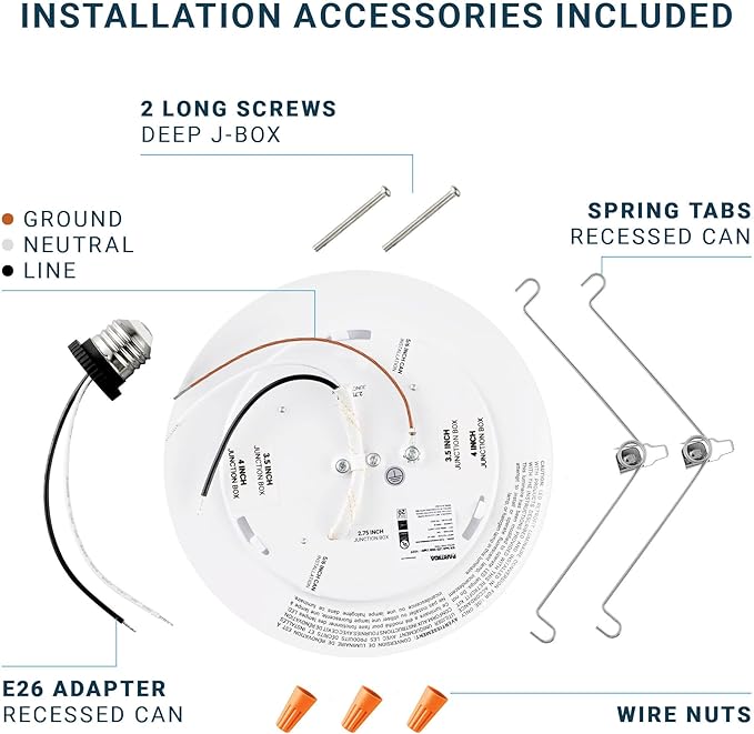 PARMIDA (24 Pack) 5/6 Inch Dimmable 3CCT LED Disk Lights, 15W Surface Mount Recessed Ceiling Disc Lighting, 3 Color Selectable 3000K/4000K/5000K, 1050lm, J-Box Or Recessed Can Installation, UL-Listed