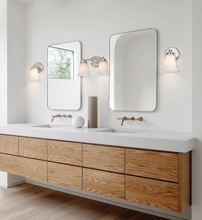 XiNBEi Lighting Wall Sconce, Single Bathroom Vanity Wall Light with Glass, Brushed Nickel Finish for Hallway & Bedroom XB-W1235-1-BN
