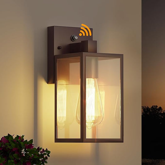 WIHTU Oil Rubbed Bronze Dusk to Dawn Porch Lights Fixtures - Outdoor Exterior Sensor Wall Sconce Lamp, Waterproof Wall Lantern, Anti Rust Coach Lights for Doorway, Garage