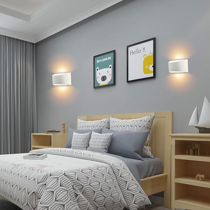 Lightess Modern LED Wall Sconce Light Dimmable 12W Up Down Wall Light for Bedroom Living Room, Warm White