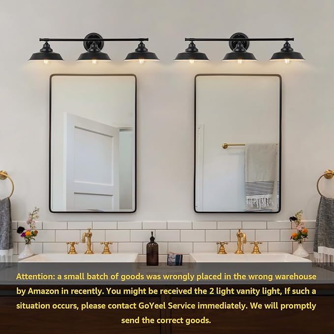 GoYeel Bathroom Vanity Light Fixtures Over Mirror 32.3"-Matte Black Wall Sconce Lighting 3 Lights Rustic Farmhouse Vanity Light Industrial Indoor Wall Light Fixture for Bathroom