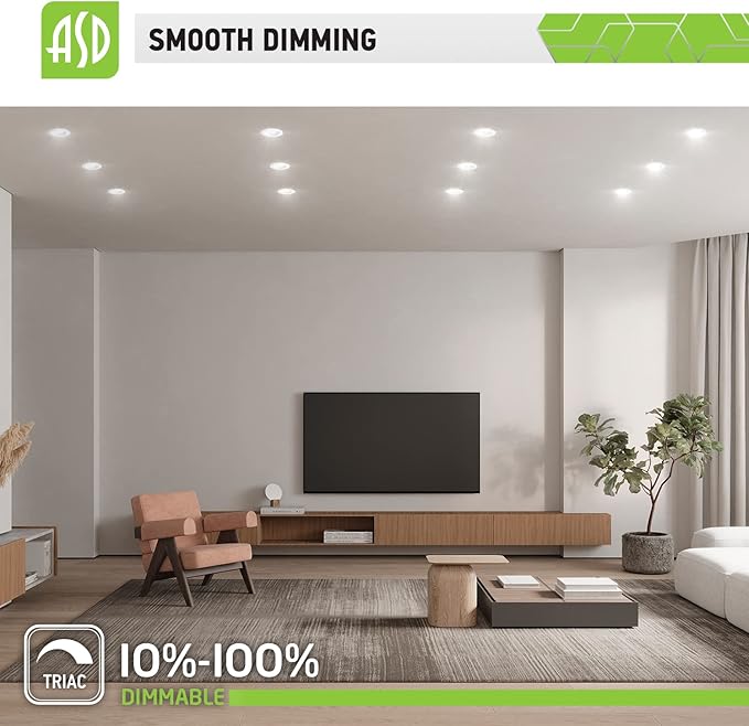 ASD 12 Pack 4 Inch Retrofit LED Recessed Light - 9W 2700K-5000K 700LM Retrofit LED Recessed Lighting 4 Inch, Dimmable Recessed Lights, Wet Rated Baffle Trim Can Lights, UL