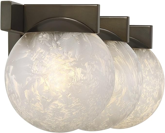 Savoy House 8-1017-3-15 Darien Contemporary Ice Glass Bathroom Vanity Wall Light, 3-Light 180 Total Watts, 7" H x 25" W, Mediterranean Bronze