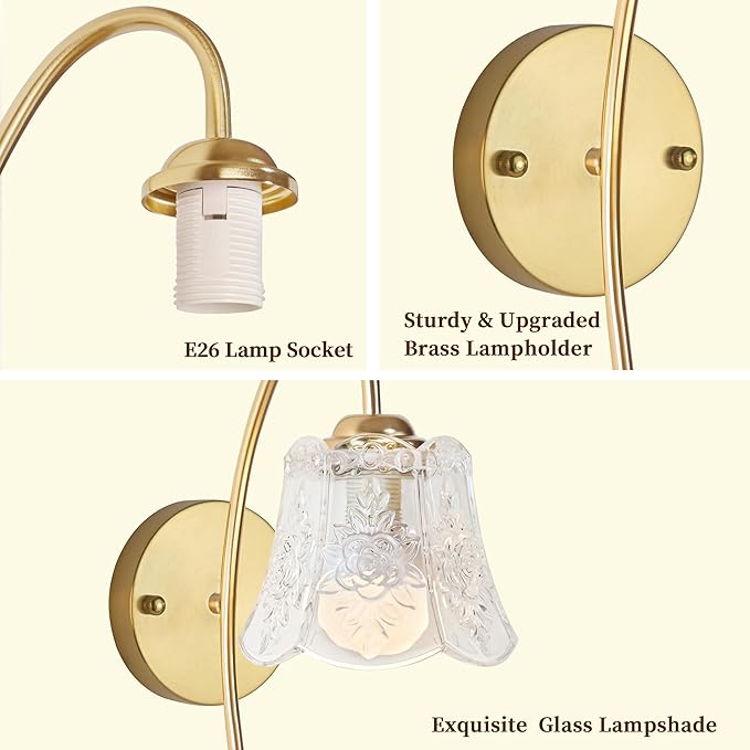 Wireless Wall Sconce with Flower lampshade, Battery Operated Wall Lights,Wall lamp with 15 Colors for Bedroom Living Room Home Decor (Clear Flower, 2 Light Battery Operated)